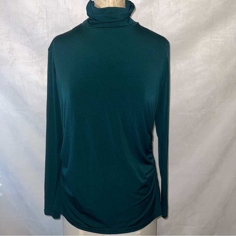 Teal green Turtleneck‎ Long Sleeve Top